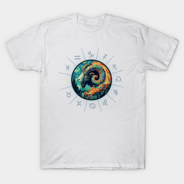 ZODIAC Aries - Astrological ARIRS - ARIRS - ZODIAC sign - Van Gogh style - 12 T-Shirt by ArtProjectShop